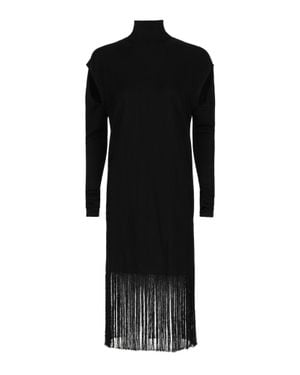Ferragamo Cutout And Fringe Hem Dress - Black