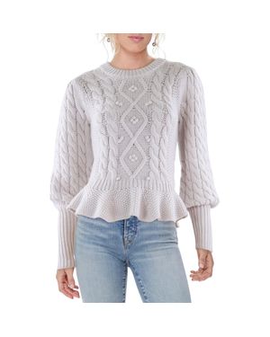 Joie Wool Cable Knit Crewneck Sweater - Blue