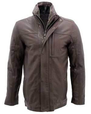 Infinity Leather Leather Mid Length Coat-Hanoi - Gray