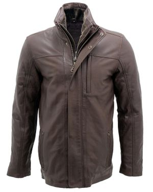 Infinity Leather Leather Mid Length Coat-Hanoi - Gray
