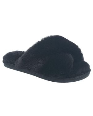 Nine West X-Band Faux Fur Slippers - Blue