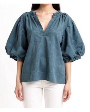 Finley Corduroy Marcie Popover Blouse - Blue