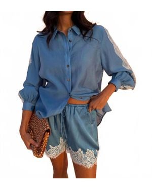 Never Fully Dressed Lace Marley Shirt - Blue