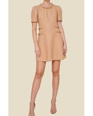 Flora Bea Short Sleeve Mini Dress - Natural