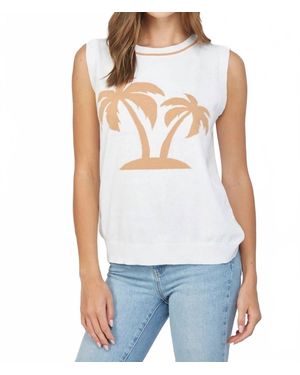 Fate Palm Tree Knit Sweater Tank - White