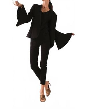 Gigi Moda Belle Bell Sleeve Open Blazer - Black