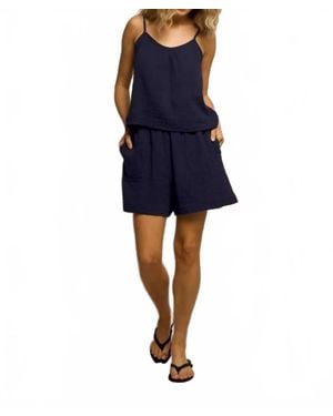 PERFECTWHITETEE Lucca Double Gauze Pull On Short - Blue