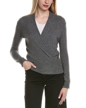 Sofiacashmere Modern Faux Wrap Wool & Cashmere-Blend Sweater - Gray