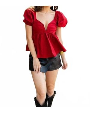 BuddyLove Houston Puff Sleeve Top - Red