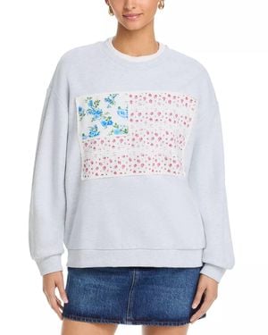 Vintage Havana American Flag Applique Sweatshirt - White