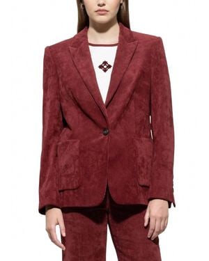 Luisa Cerano Corduroy One Button Blazer - Red