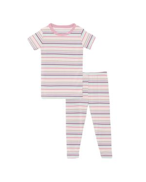 KICKEE Baby Girl's Short Sleeve Pajama Set - White