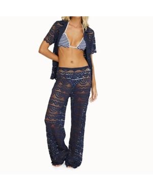PQ Swim Lace Short Sleeve Cover Up Top - Blue