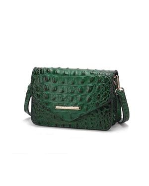 MKF Vanta Saddle Croc-Embossed Vegan Leather Shoulder Handbag - Green