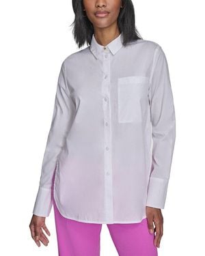 Halston Long Sleeve Button Down Blouse - Purple