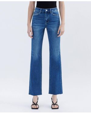 Flying Monkey High Rise Straight Raw Hem Jeans - Blue
