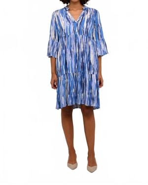 Kaffe Arina 3/4 Sleeve A-Line Fit Dress - Blue