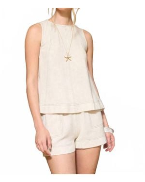 Blu Pepper Linen Sleeveless Top And Shorts Set - Natural