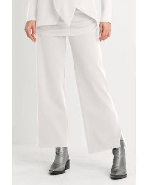 Planet By Lauren G. Scuba Side Split Pant - White