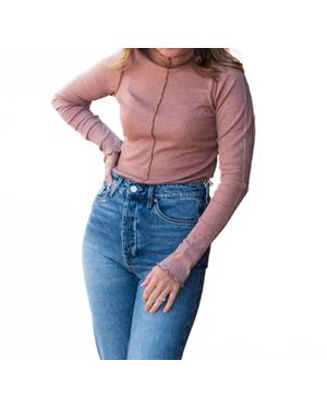 Project Social T Seamed Funnel Neck Long Sleeve Top - Blue