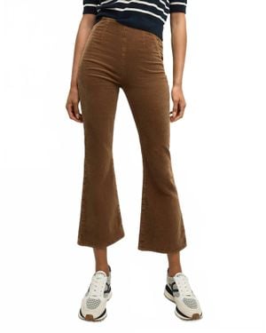 Veronica Beard Carson Corduroy Off-Duty Kick-Flare Pant - Brown