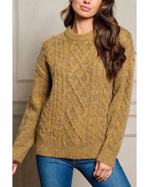 Mystree Cable Knit Fuzzy Sweater - Natural