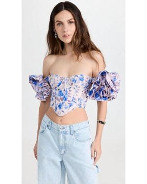 Bardot Sigma Printed Corset Top - Blue