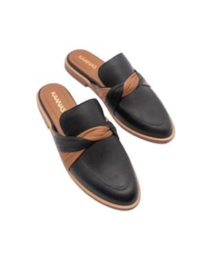 Kaanas Caoba Mule With Contrast Twisted Band Sandals - Black