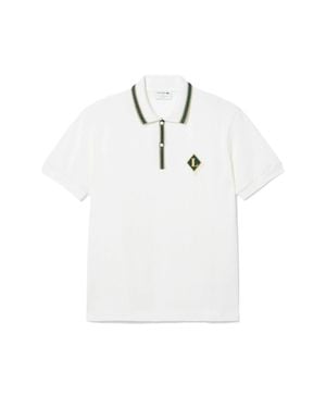 Lacoste Classic Fit Emblem Structured Collar Polo Shirt - White