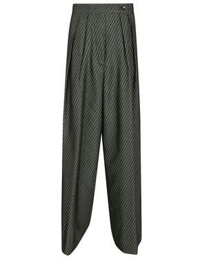 Dries Van Noten High-Waisted Wide-Leg Pants With Pleated Detail - Green