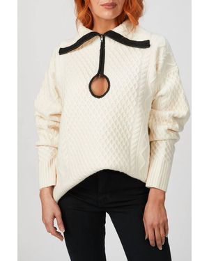 Wynn Hamlyn Cable Knit Key Hole Sweater - Natural