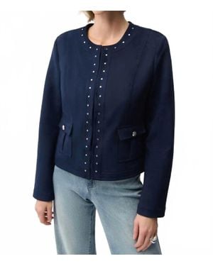 Joseph Ribkoff Studded Faux Suede Long Sleeves Jacket - Blue