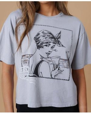 All Us Vintage Girl Boy Tee - Gray