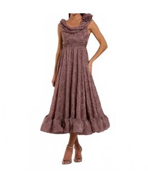 Mac Duggal Sleeveless Cowl Neck Chiffon Midi Dress - Brown
