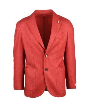 L.B.M. 1911 Modern Fit Wool-Blend Jacket With Button Closure And Unlined Interior - Red