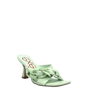 Exe' Chain-Link Strap Heeled Slide Sandal - Green