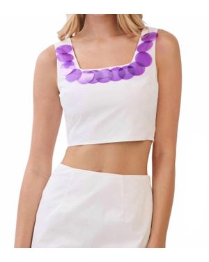 TCEC Contrast Bold Sequin Disc Trim Crop Top - Purple
