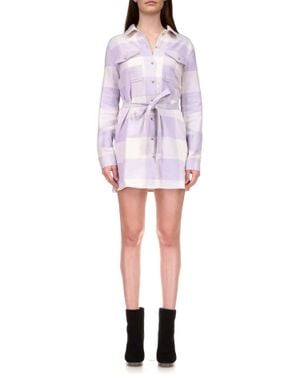 Sanctuary Brushed Plaid Shirtdress - White