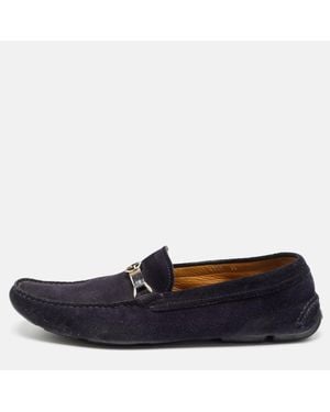 Giorgio Armani Suede Slip On Loafers - Blue