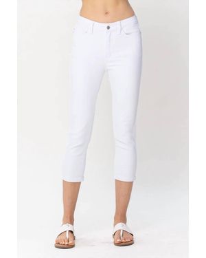 Judy Blue Mid Rise Capris - White
