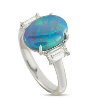 LB Exclusive Platinum 0.71Ct Diamond And Opal Ring Mf11-052126 - Blue