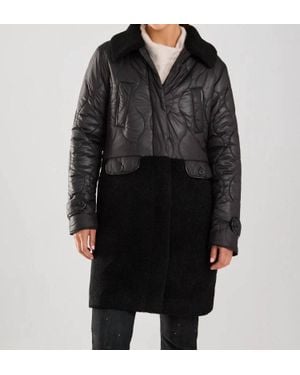Fdj Long Mixed Media Pu Coat - Black