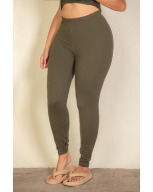 TRUEDAMES Plus Basic Solid Leggings - Natural