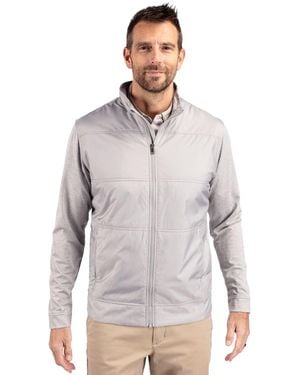 Cutter & Buck Stealth Hybrid Quilted Full Zip Windbreaker Jacket - Gray