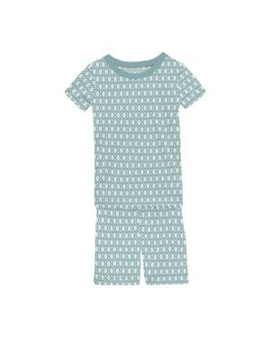 KICKEE Kid's Short Sleeve Pajama Set With Shorts - Blue