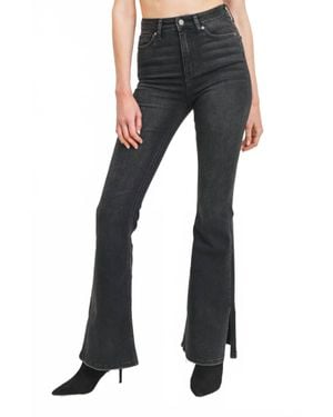 Just Black Denim Denim High Rise Outer Slit Flare Jeans - Black