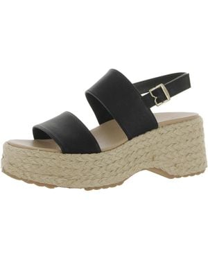 Dr. Scholls Delaney Faux Leather Espadrille Block Heel - Brown