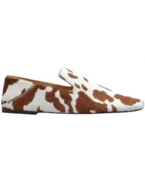 Odissi Cow-Print Slip-On Loafers - Brown