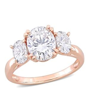 Mimi & Max 3Ct Dew Created Moissanite 3-Stone Engagement Ring 10K Rose - White