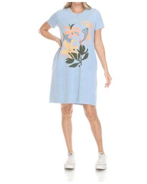 Inoa Floweret Knit Short Dress With Pockets - Blue